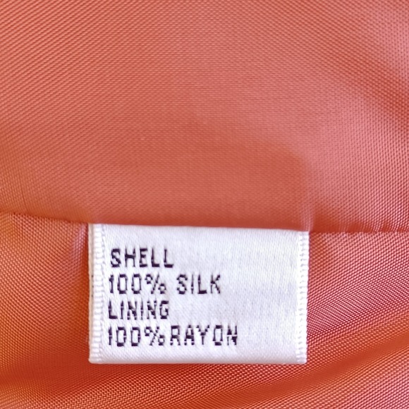 Talbots Womens Coral Pink 100% Pure Silk 2 Piece Pant Suit Blazer Set Size 14 - Picture 8 of 10